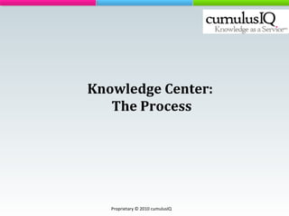 Knowledge Center:
The Process
Proprietary © 2010 cumulusIQ
 