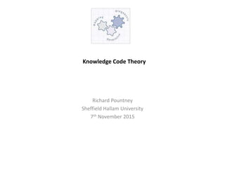Knowledge Code Theory
Richard Pountney
Sheffield Hallam University
7th November 2015
 