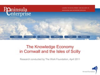 The Knowledge Economy in Cornwall and the Isles of Scilly LEADING THE DEVELOPMENT   AND DELIVERY OF KNOWLEDGE AND ENTERPRISE SERVICES Research conducted by The Work Foundation, April 2011 Impact Knowledge Innovation Efficiency Insight Expertise 
