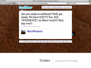 Twitter   A network for sharing.
 