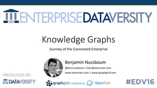 Knowledge  Graphs
Journey	
  of	
  the	
  Connected	
  Enterprise	
  
Benjamin	
  Nussbaum	
  
@bennussbaum	
  |	
  ben@atomrain.com	
  
www.atomrain.com	
  |	
  www.graphgrid.com	
  
 