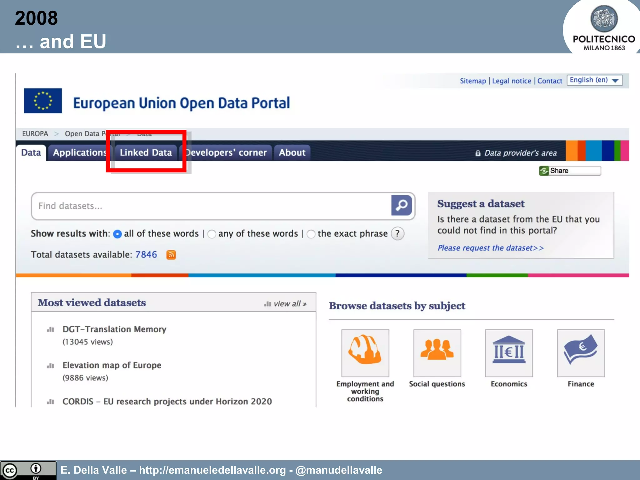 E. Della Valle – http://emanueledellavalle.org - @manudellavalle
2008
… and EU
 