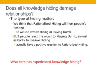 Knowledge Hiding in Organizations by Professor Catherine Connelly of ...