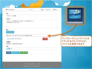 特徴 - 社内利用
LDAPでログインできます
グループ管理ができます
公開範囲の指定
自分だけとか、指定のグループへとか（メールの代わりになる）
メールと連携
 