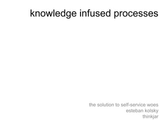 knowledge infused processes




            the solution to self-service woes
                              esteban kolsky
                                       thinkjar
 