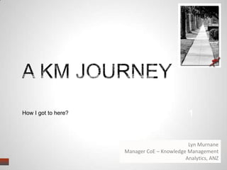 How I got to here? 1
Lyn Murnane
Manager CoE – Knowledge Management
Analytics, ANZ
 