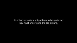 In order to create a unique branded experience,
you must understand the big picture.
 