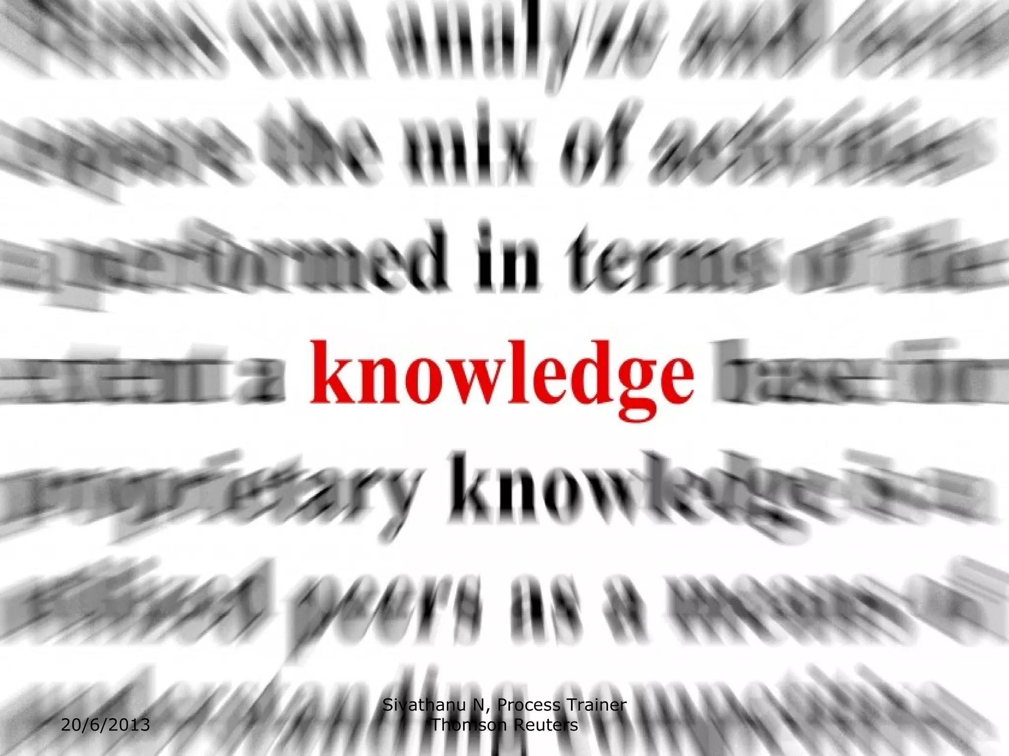 20/6/2013 
Sivathanu N, Process Trainer 
Thomson Reuters 
 