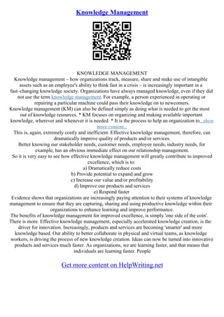 Knowledge Management Essay | PDF