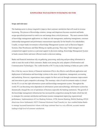 Knowledge management in banking sector india - Abhishek nagre | PDF