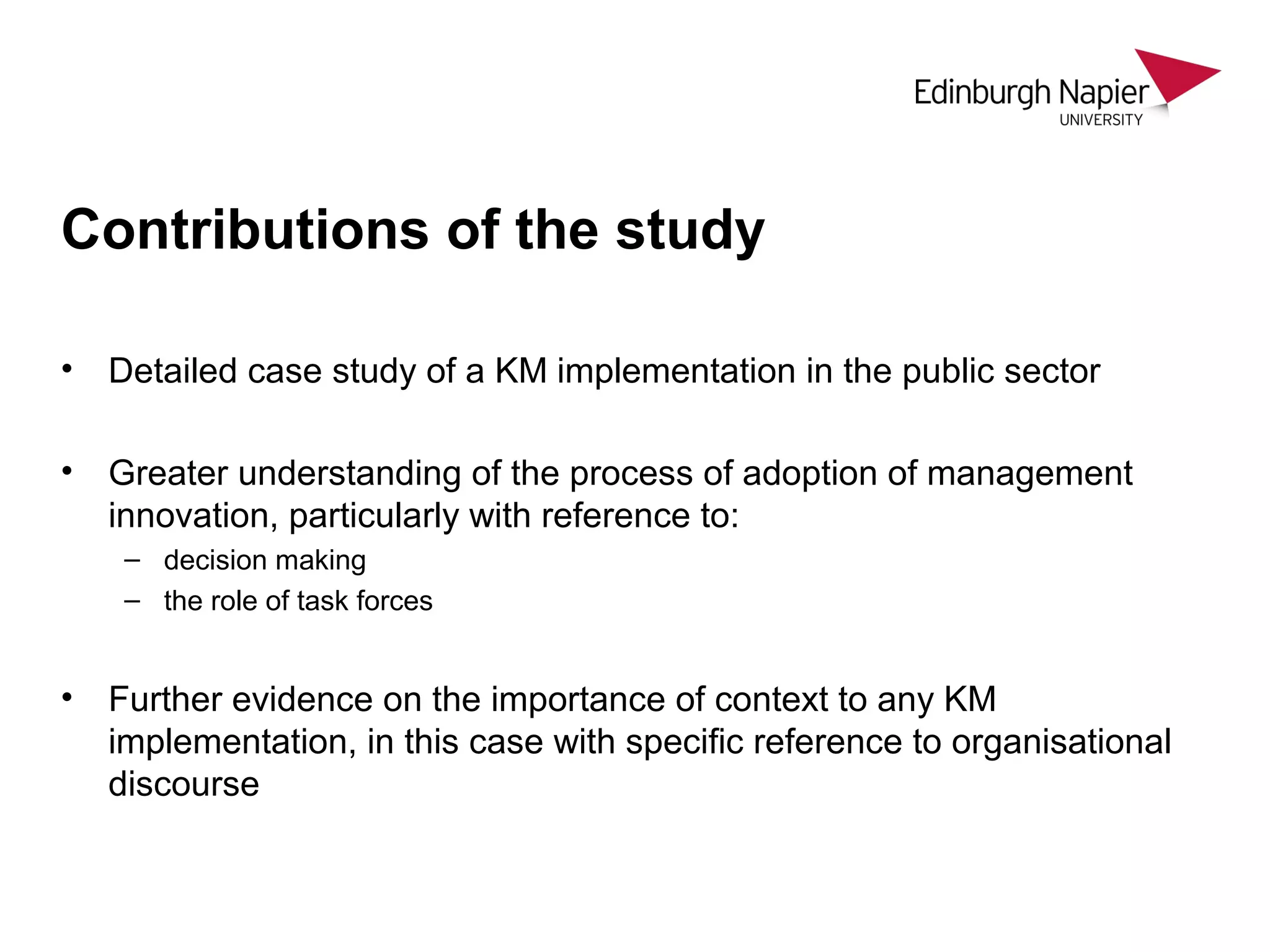 A Knowledge Management implementation as a management innovation: the ...