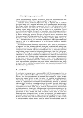 Knowledge management process model for healthcare organization | PDF