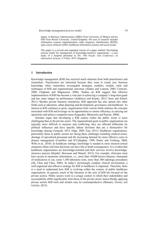 Knowledge management process model for healthcare organization | PDF