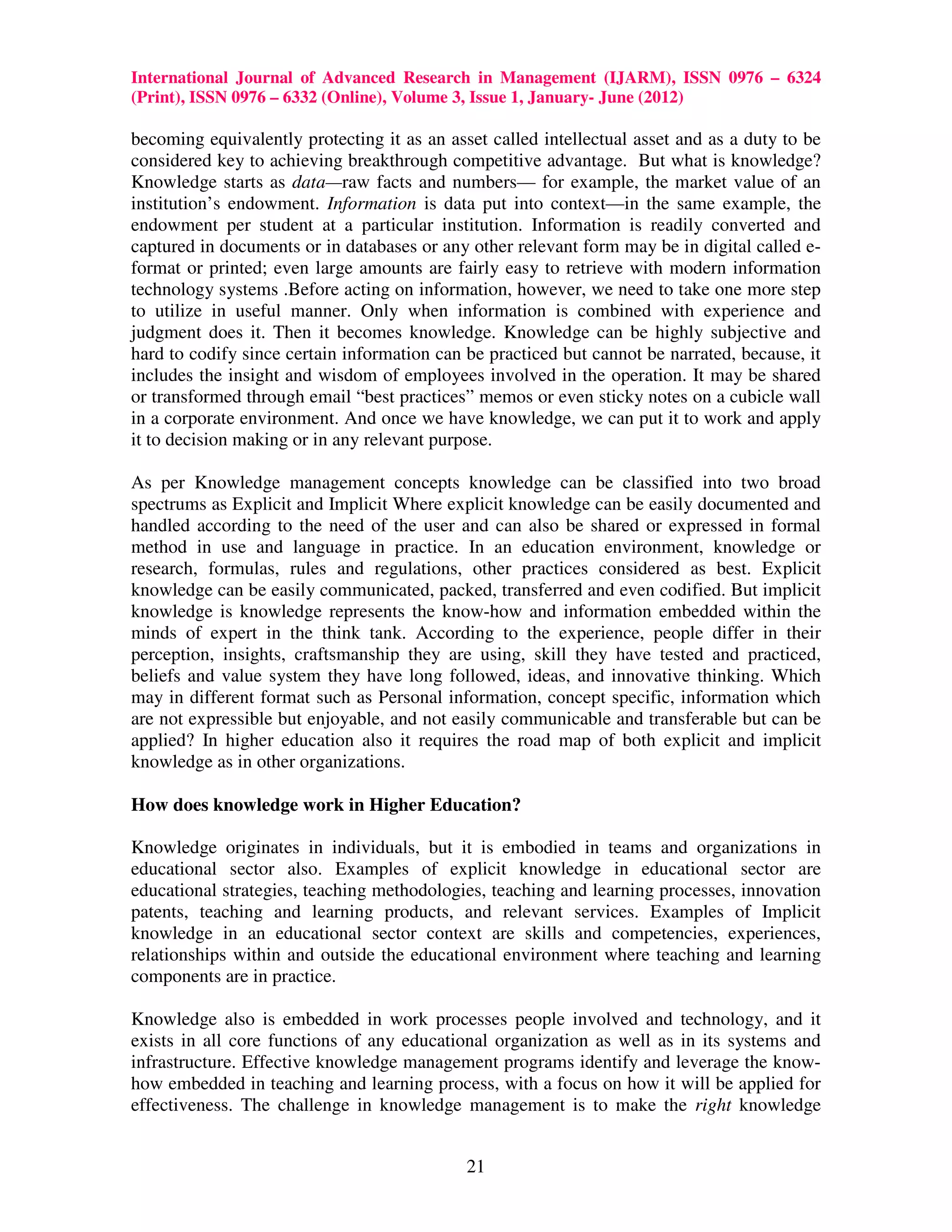 Knowledge management strategies in higher education | PDF