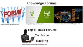 Knowledge Forums
Image Courtesy: kenwebseo.com Image Courtesy: zendesk.com Image Courtesy: elearningtech.blogspot.com
Image Courtesy: only4hackers.blogspots.com
 