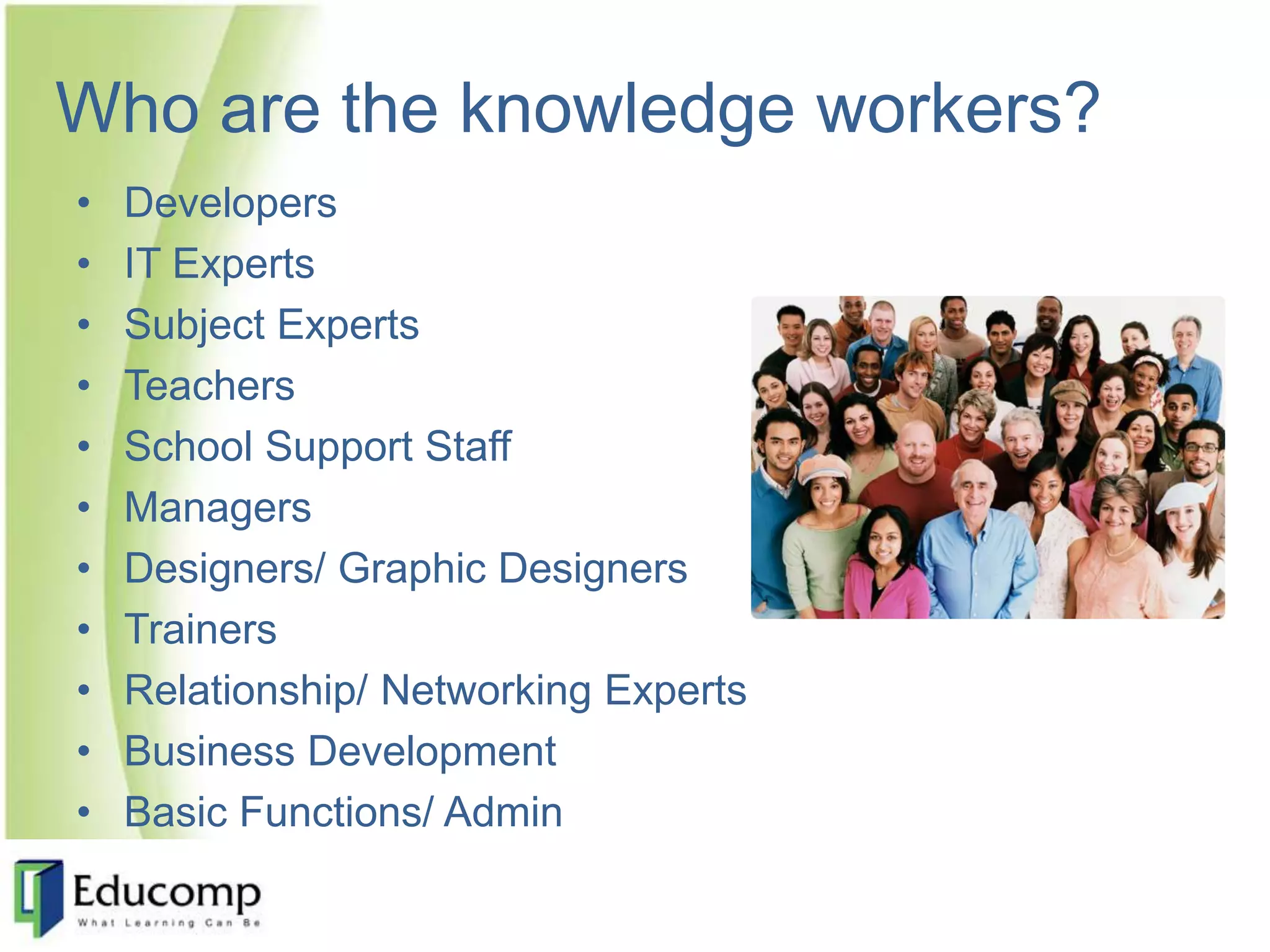 CurrentOfferingsOffers infrastructure, products, services and solutions-long-term education infrastructure (leased to school trusts for a period of >30 years) One-stop-shop solution for educational trusts covering all aspects of building Operating a school – from Educomp’s flagship technology Content solutions to creating student friendly infrastructure, An operating system (millennium learning system) for its schools