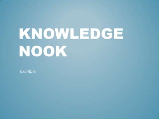 KNOWLEDGE
NOOK
Example
 