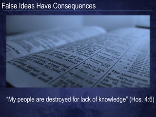 “What comes into our minds when we
 think about God is the most important
           thing about us. The history of
    mankind will probably show that no
        people has ever risen above its
    religion, and man‟s spiritual history
     will positively demonstrate that no
religion has ever been greater than its
                           idea of God.”
                            - A. W. Tozer
 