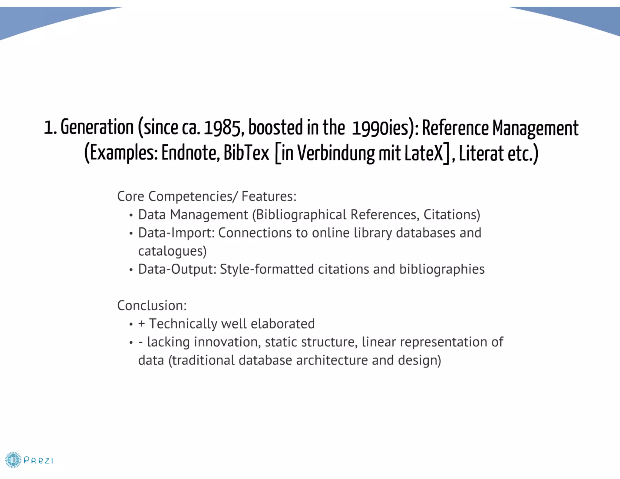 Knowledge organization and representation (litlink, zotero et al.)