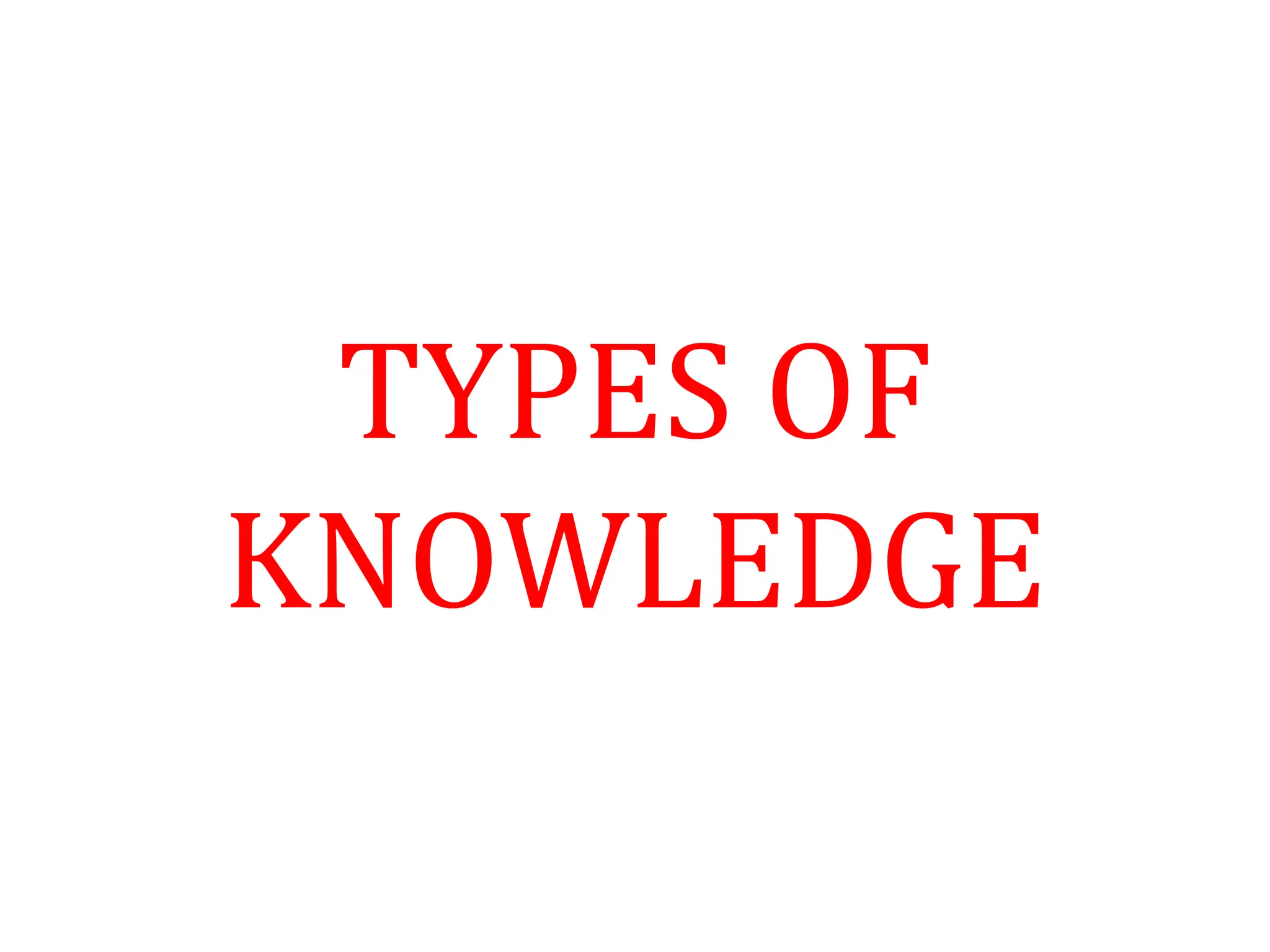 TYPES OF
KNOWLEDGE
 