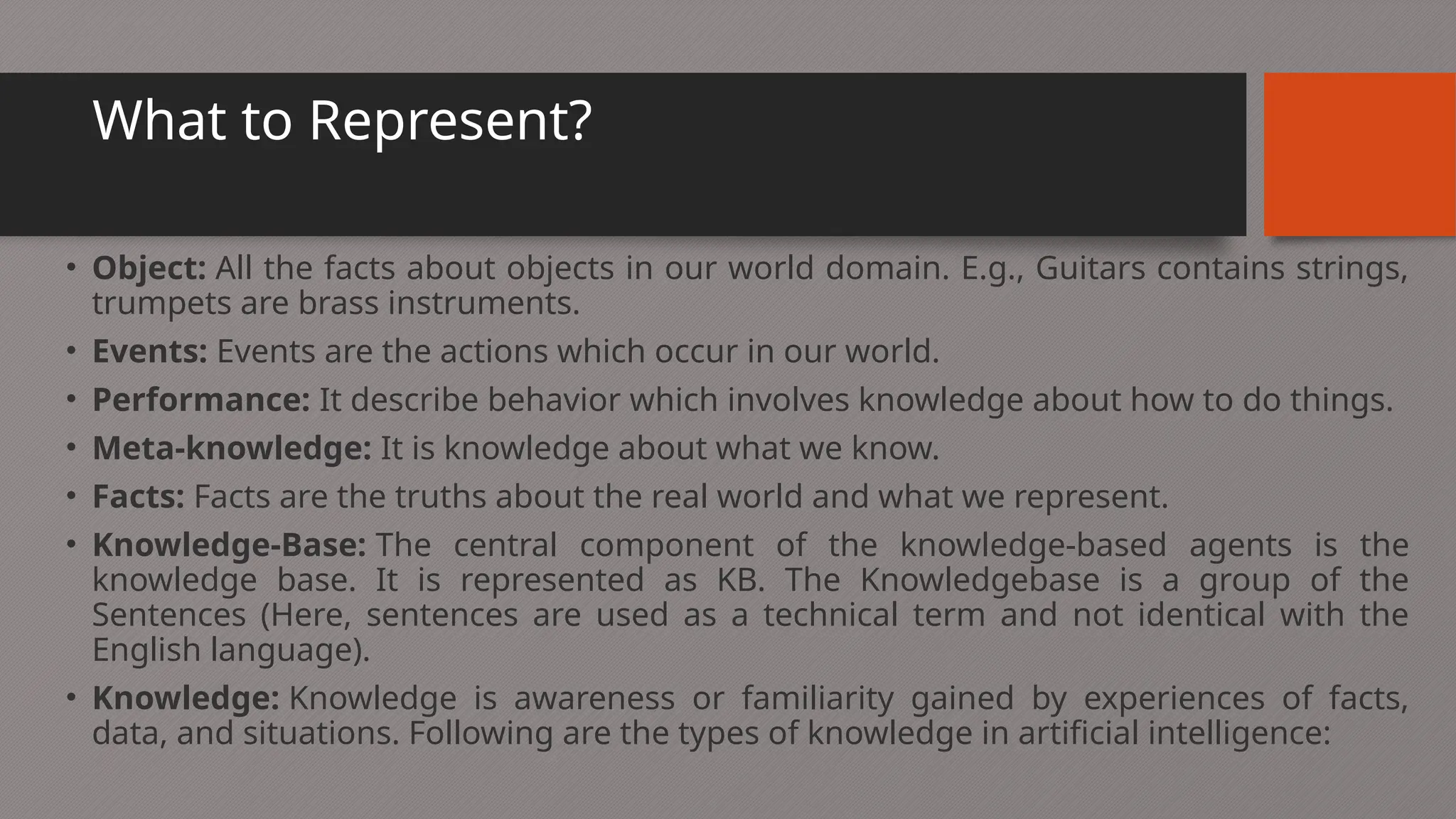 KNOWLEDGE REPRESENTATION AND TYPES .pptx