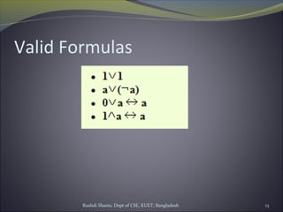 Rushdi Shams, Dept of CSE, KUET, Bangladesh 13
Valid Formulas
 