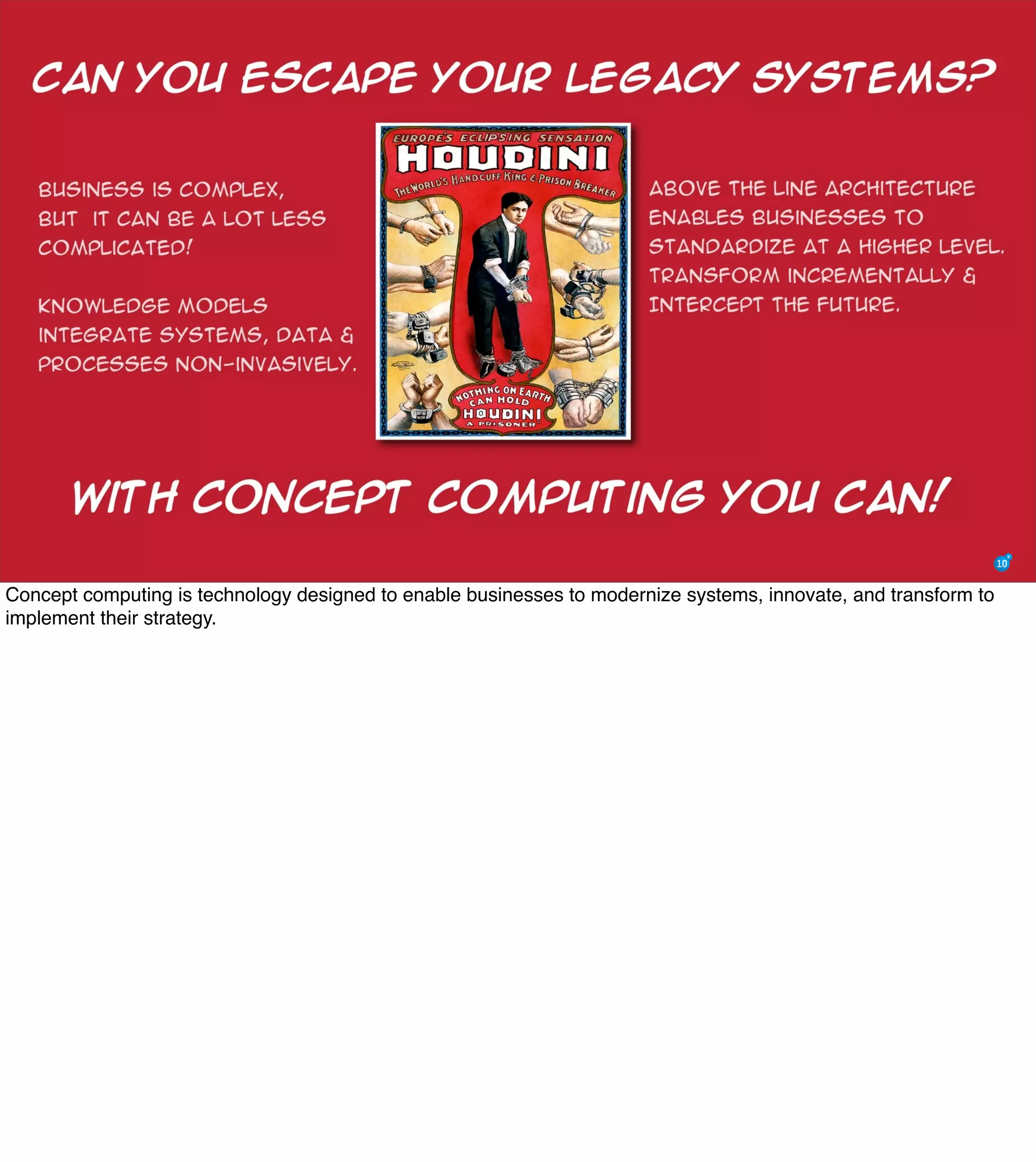 The Mission of Knowledge Science is Transformation 38
Concept computing is technology designed to enable businesses to modernize systems, innovate, and transform to
implement their strategy.
 