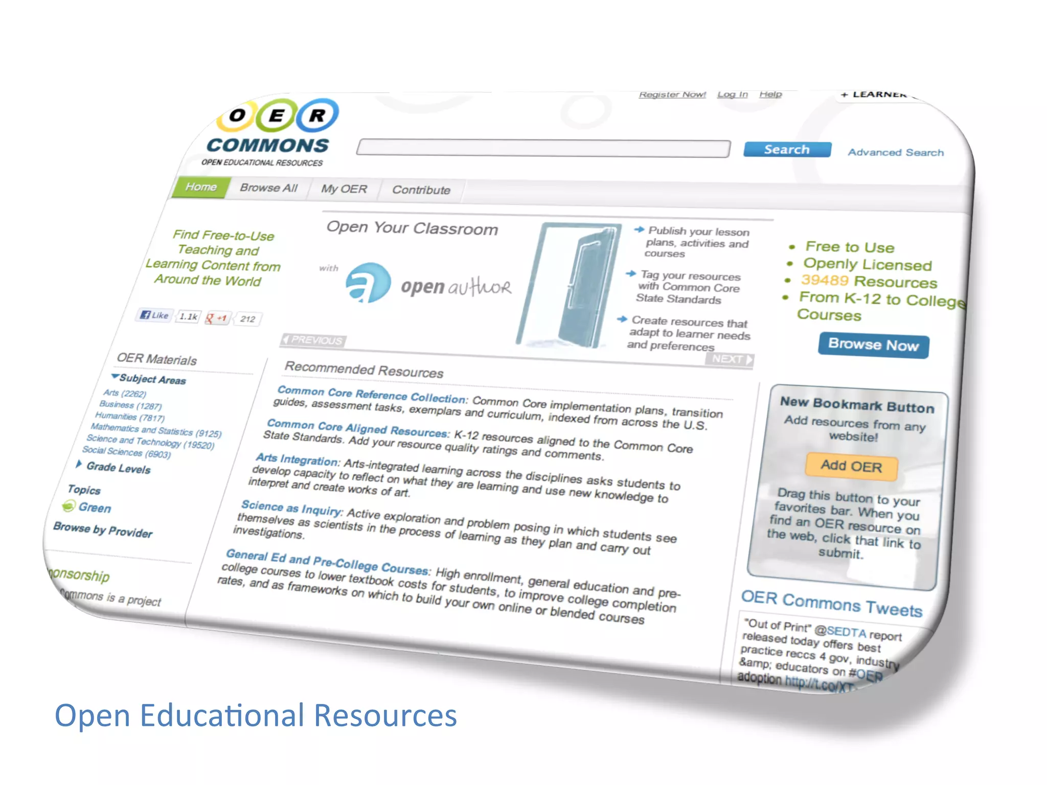 Open	
  Educa+onal	
  Resources	
  
 