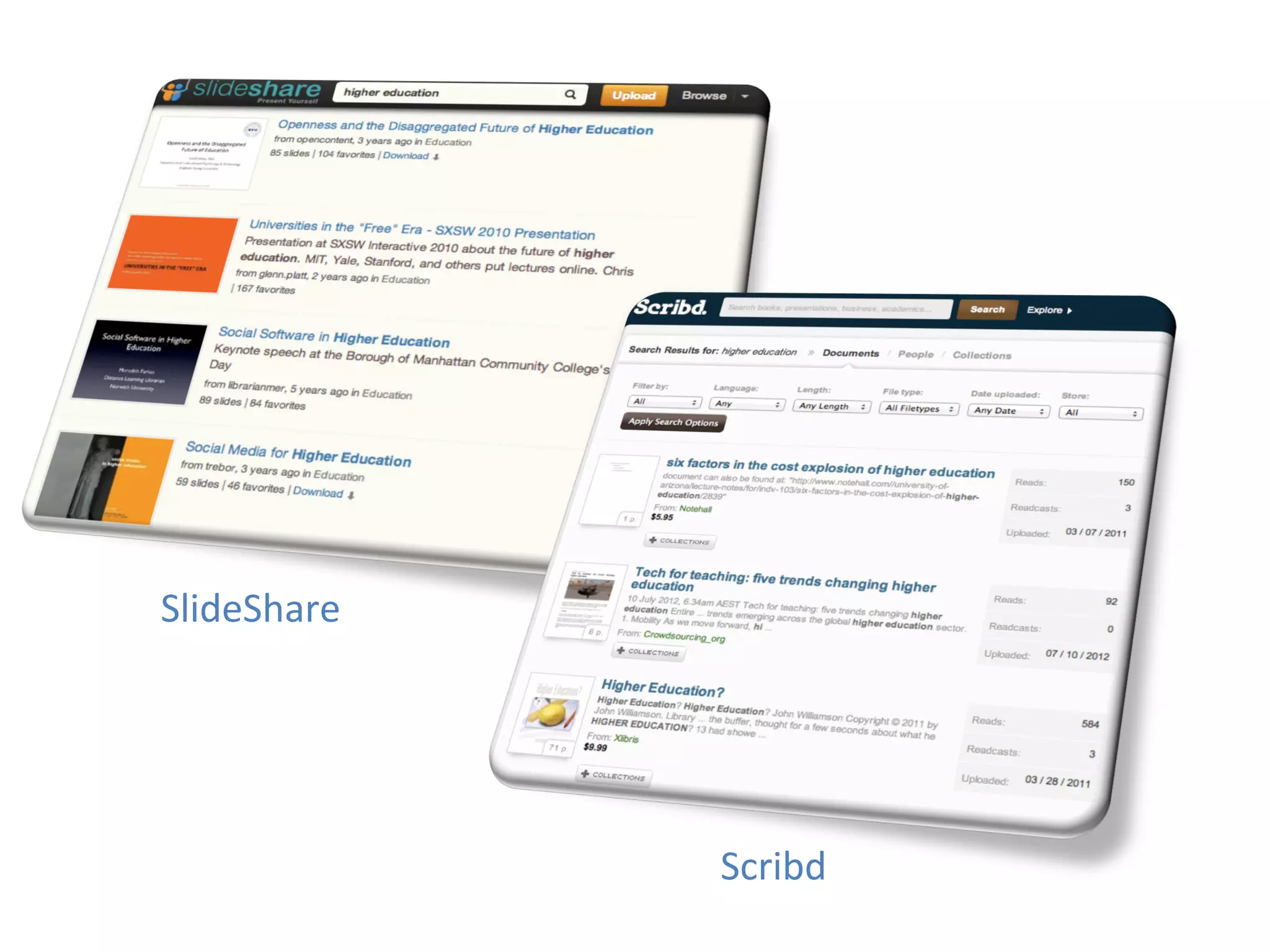 SlideShare	
  




                 Scribd	
  
 