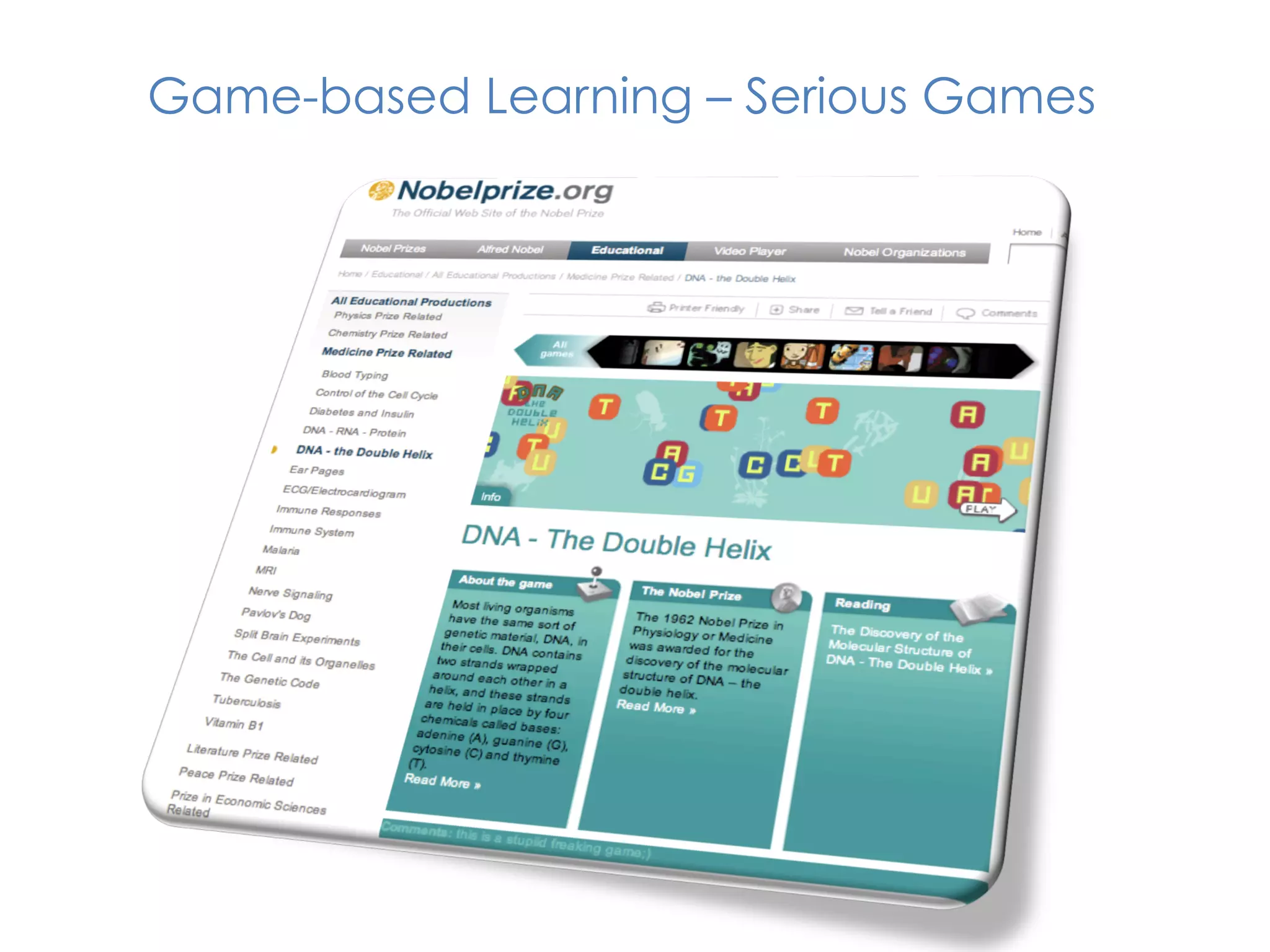Game-based Learning – Serious Games
 