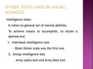 Development of knowledge test and some other tests used in social ...