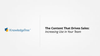 The Content That Drives Sales:
Increasing Use in Your Team
 
