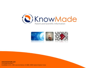 KnowMade 
Patent and Scientific Information 
www.knowmade.com 
contact@knowmade.fr 
KnowMade S.A.R.L., 2405 route des Dolines, CS 10065, 06902 Sophia Antipolis, France 
 