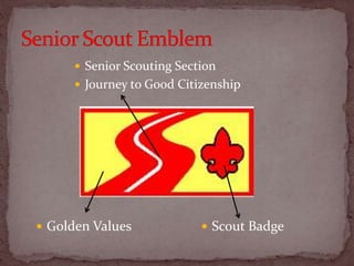  Senior Scouting Section
 Journey to Good Citizenship
 Golden Values  Scout Badge
 