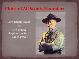 Lord Baden-Powel
or
Lord Robert
Stephenson Smyth
Baden Powell
 