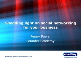 Shedding light on social networking for your business Penny Power Founder Ecademy Ecademy Training Presentation - v1 
