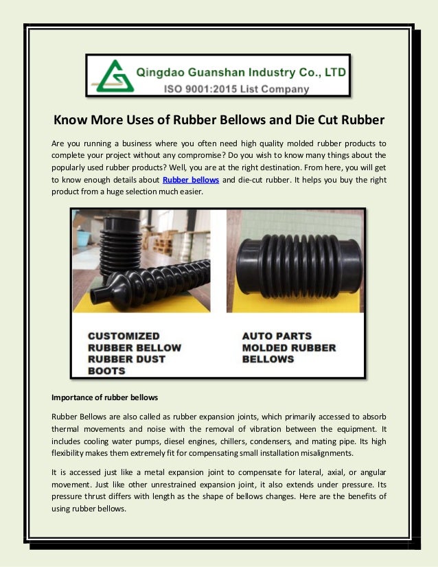 Know more uses of rubber bellows and die cut rubber