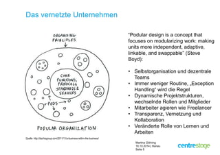 Martina Göhring 
16.10.2014 | Hanau 
Seite 5 
Das vernetzte Unternehmen 
“Podular design is a concept that 
focuses on mod...