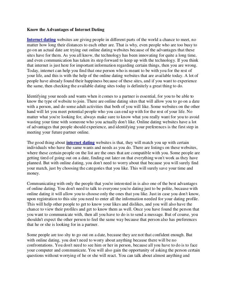 advantages of online dating essay