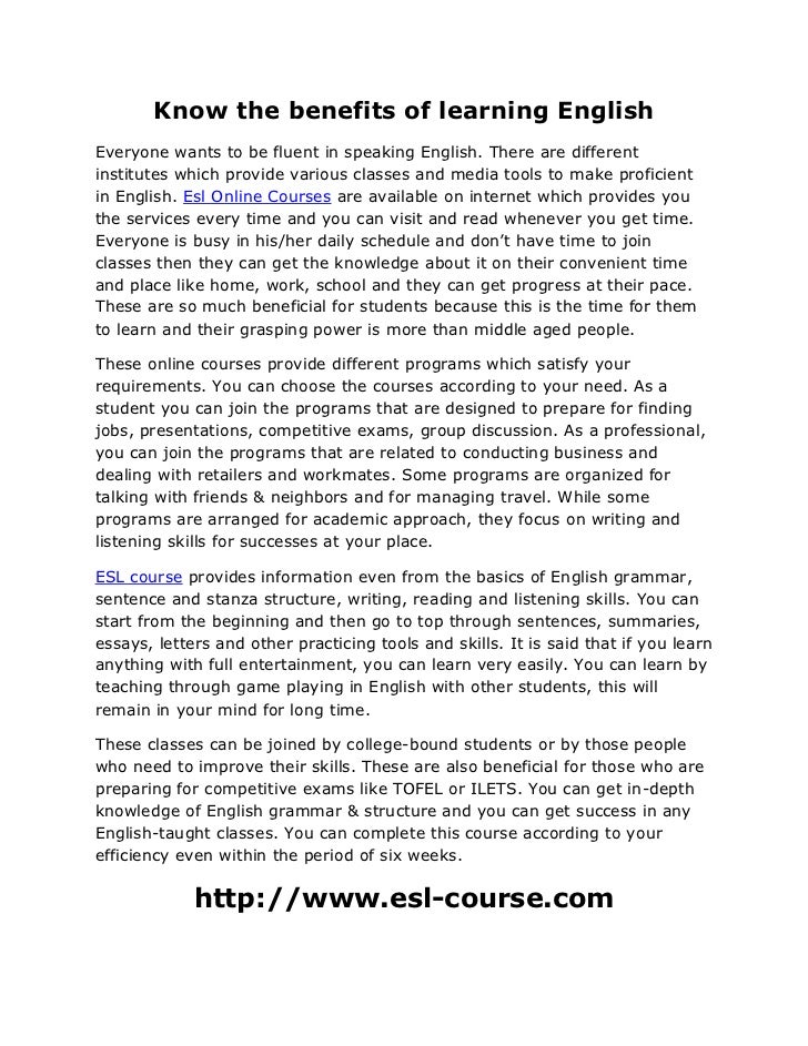 Know the benefits of learning English