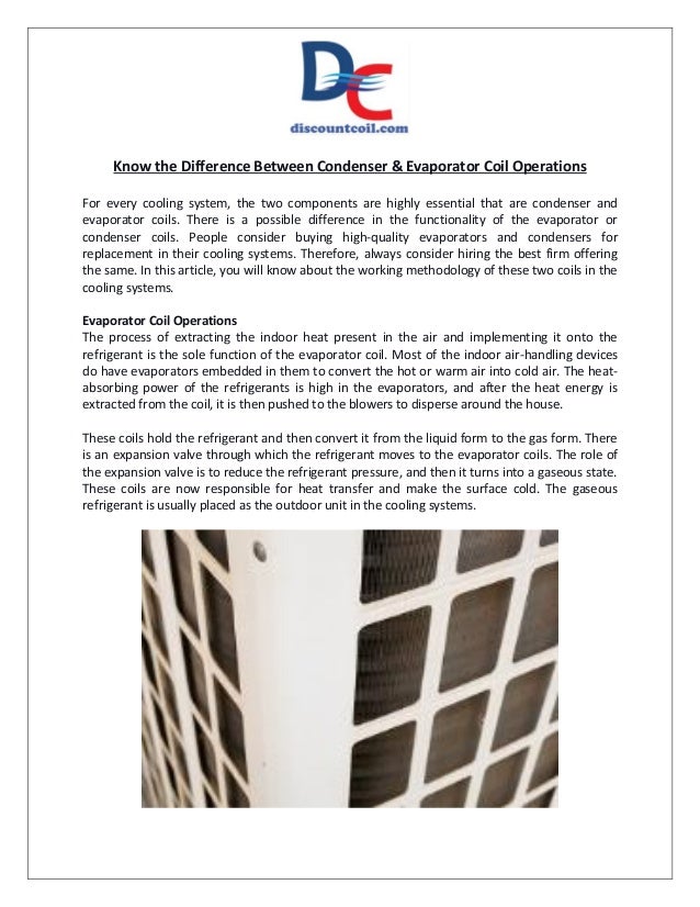 Know the Difference Between Condenser & Evaporator Coil Operations
