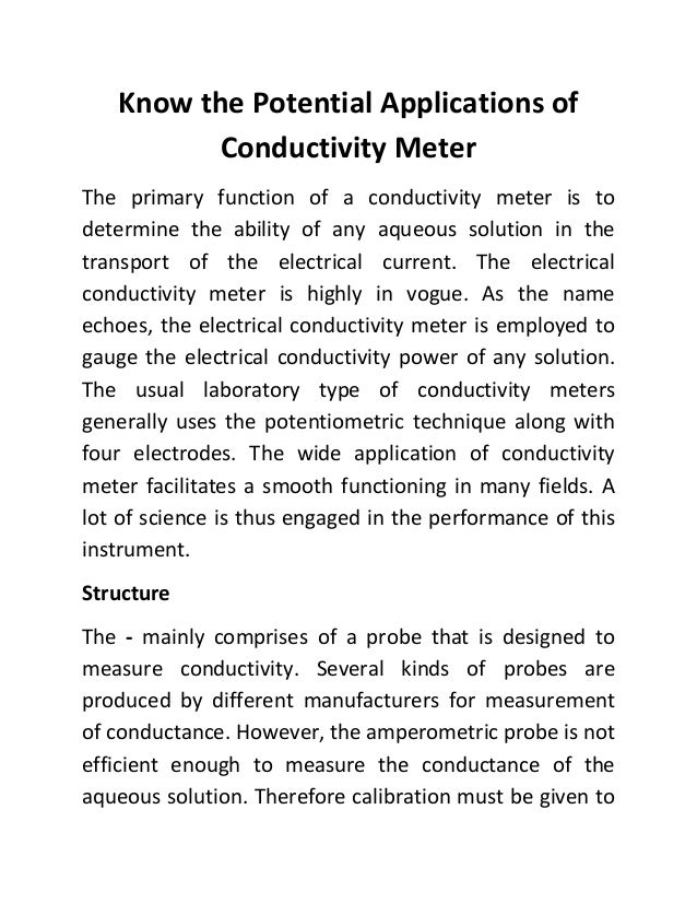 Know the Potential Applications of Conductivity Meter
