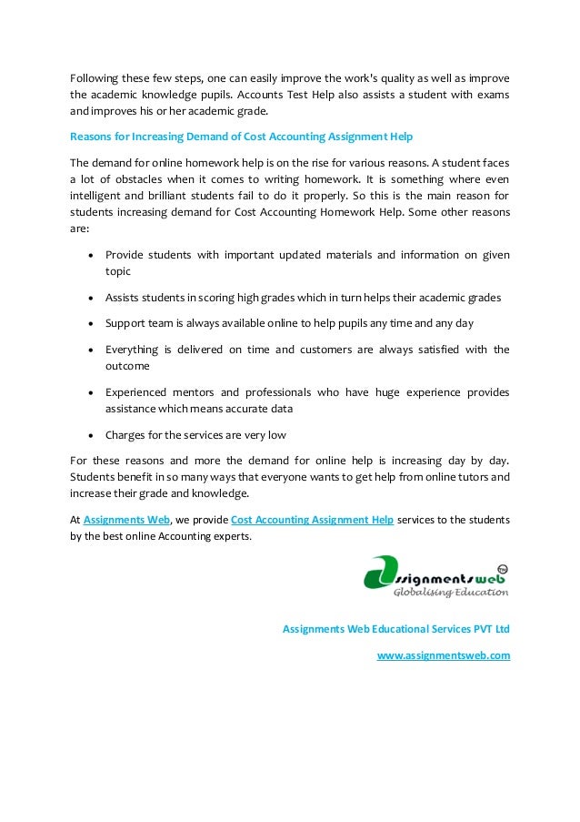 Cost accounting assignment help