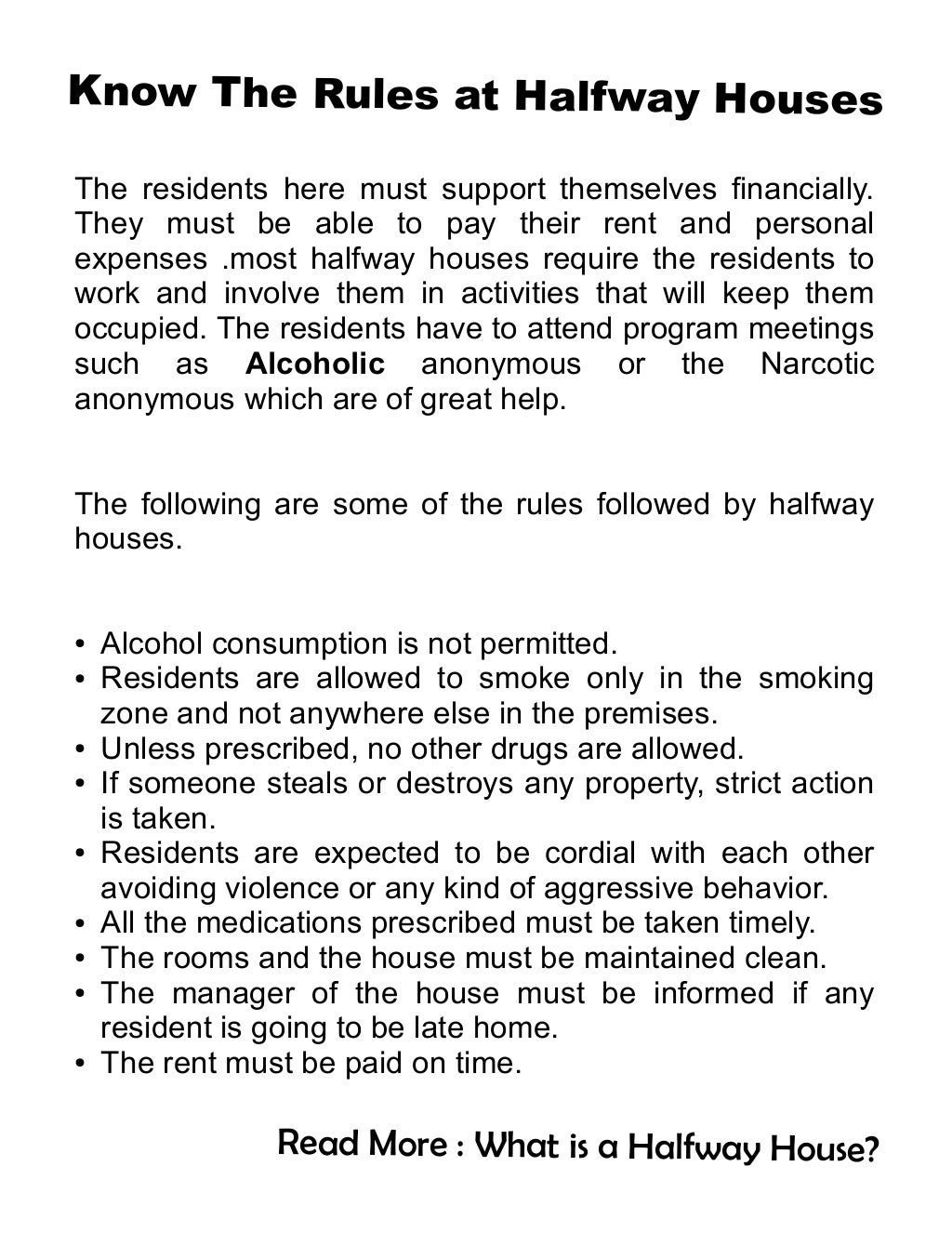Know The Rules at Halfway Houses
