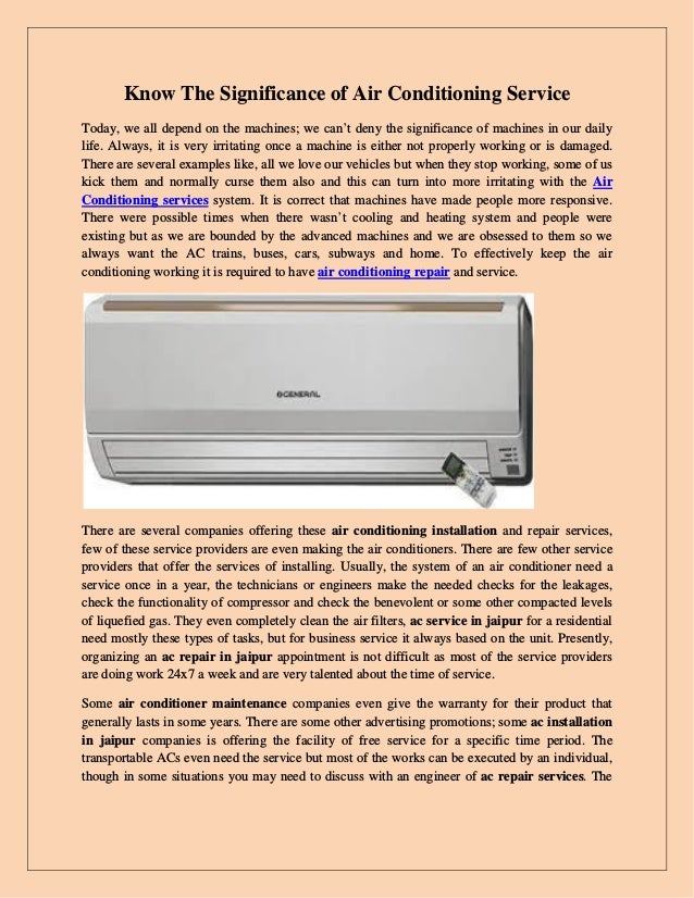 Know the significance of air conditioning service