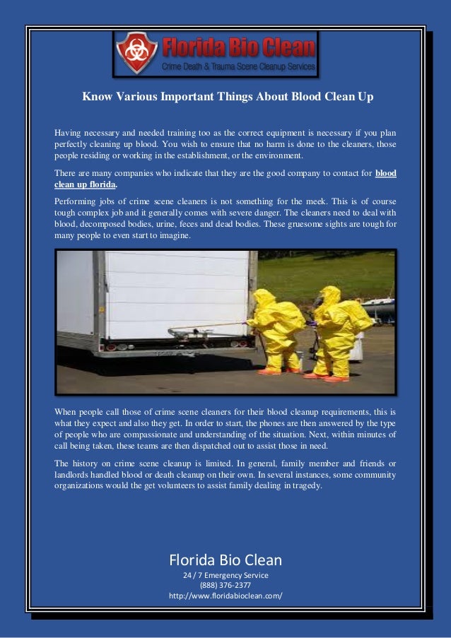 know various important things about blood clean up blood clean up