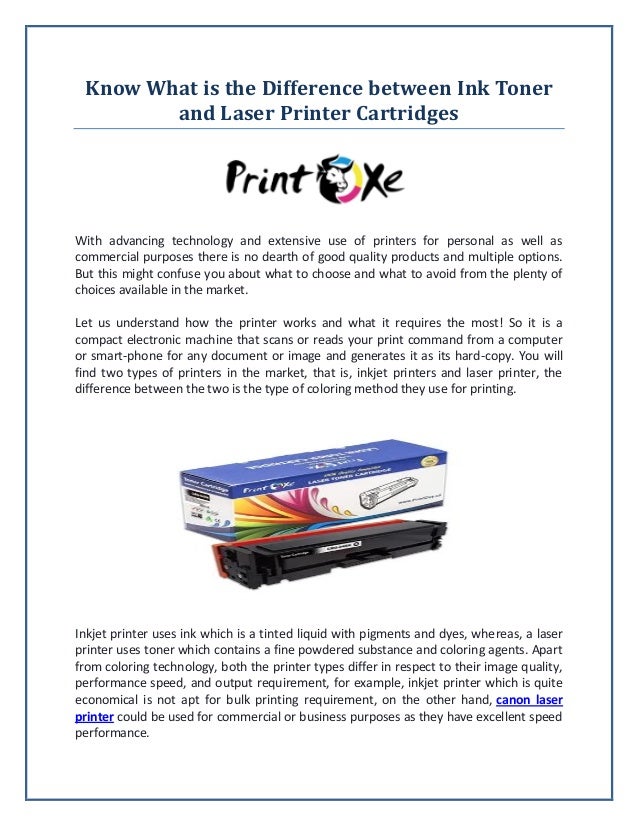 Know What is the Difference between Ink Toner and Laser Printer Cartridges