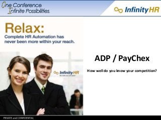 ADP / PayChex 
How well do you know your competition? 
 