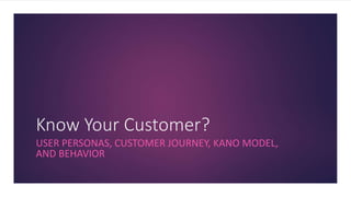 Know Your Customer?
USER PERSONAS & CUSTOMER JOURNEY
From the Udemy.com online course: Digital Product Management
 