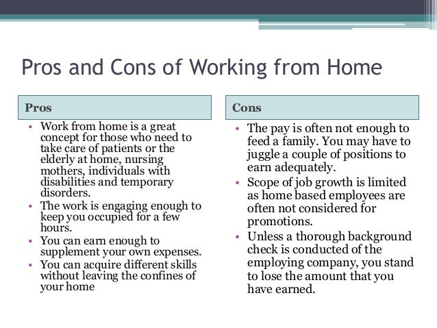 essay on pros and cons of work from home